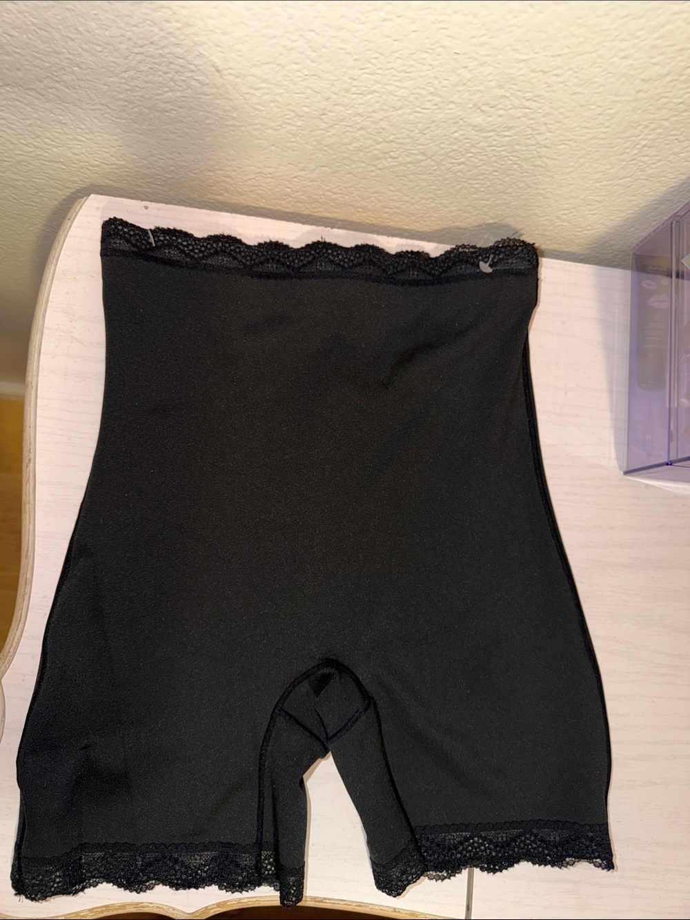 Black Lace-Trim Shaping Shorts